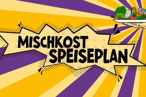 Comicsprechblase mit dem Text Mischkost Speiseplan