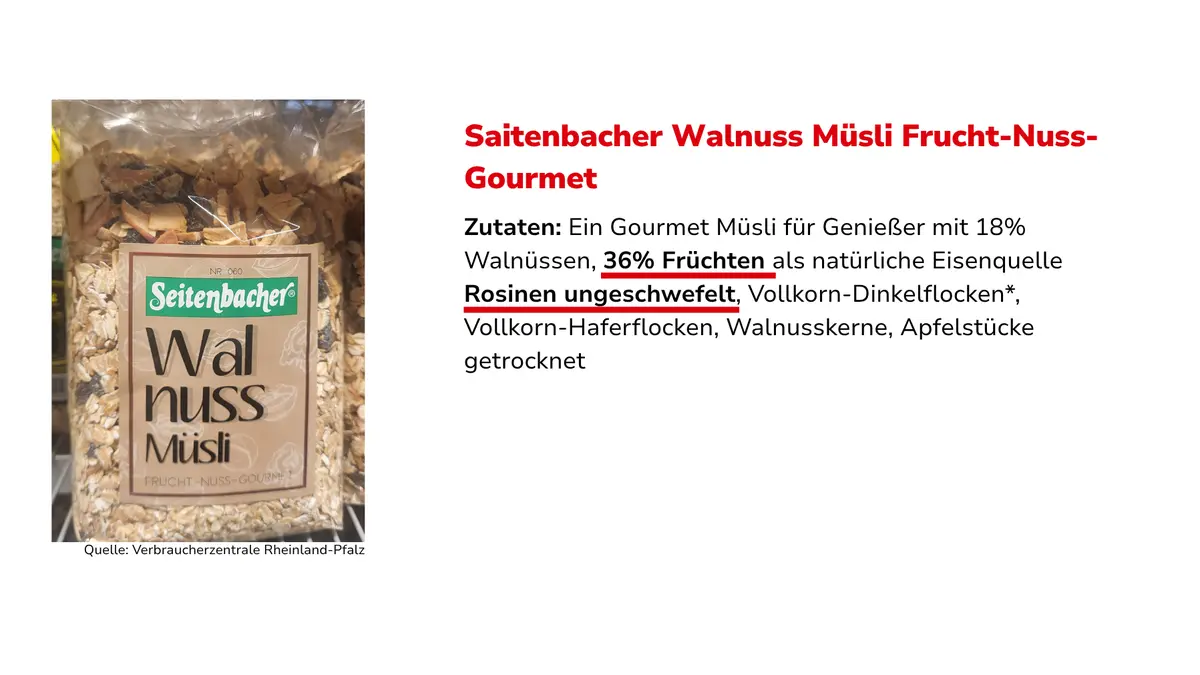 Müslipackung mit Zutatenliste