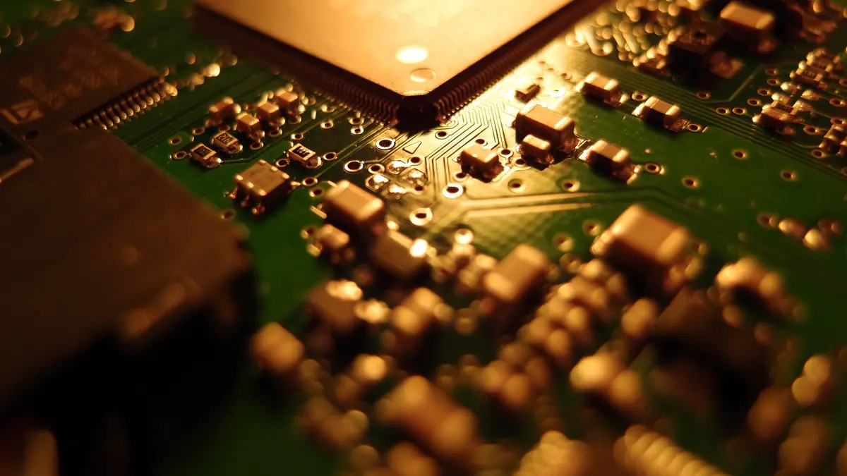 Mainboard eines Computers in Nahaufnahme