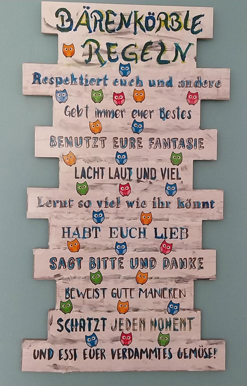 Ein Aushang mit den Regeln des BärenKörble