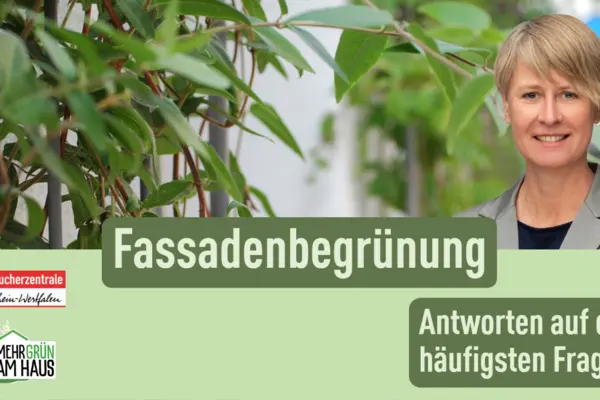 Videotitelbild FAQ zu Fassadenbegrünung, Expertin vor Fassadenbegrünung