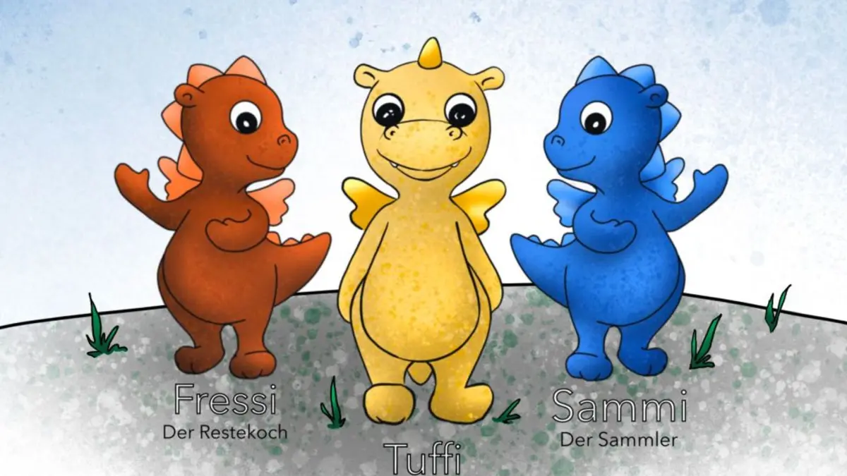 Drei gezeichnete Drachen