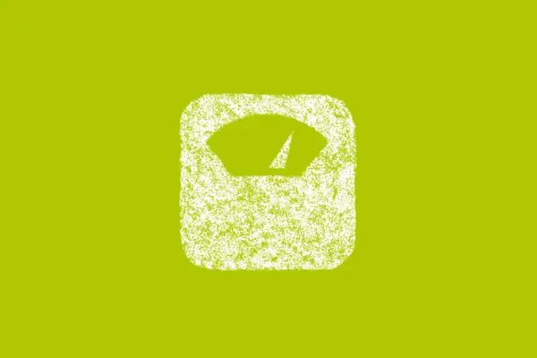 Gelbgrüner Hintergrund mit einem Icon einer Waage
