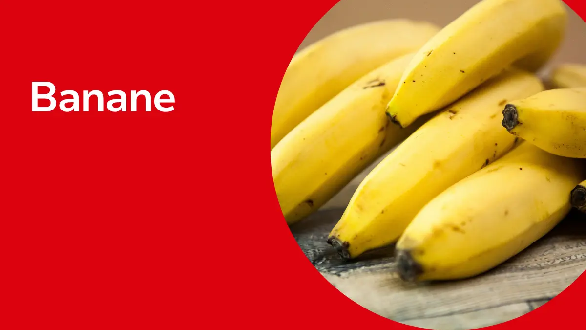 Bananen und Überschrift "Banane"