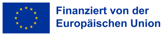 Fahne der EU sowie der Text "Finanziert von der europäischen Union"