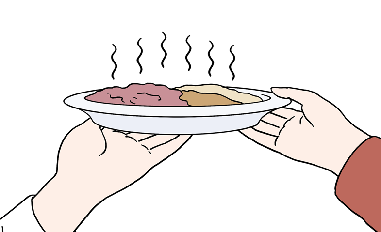 Teller mi heißem Essen