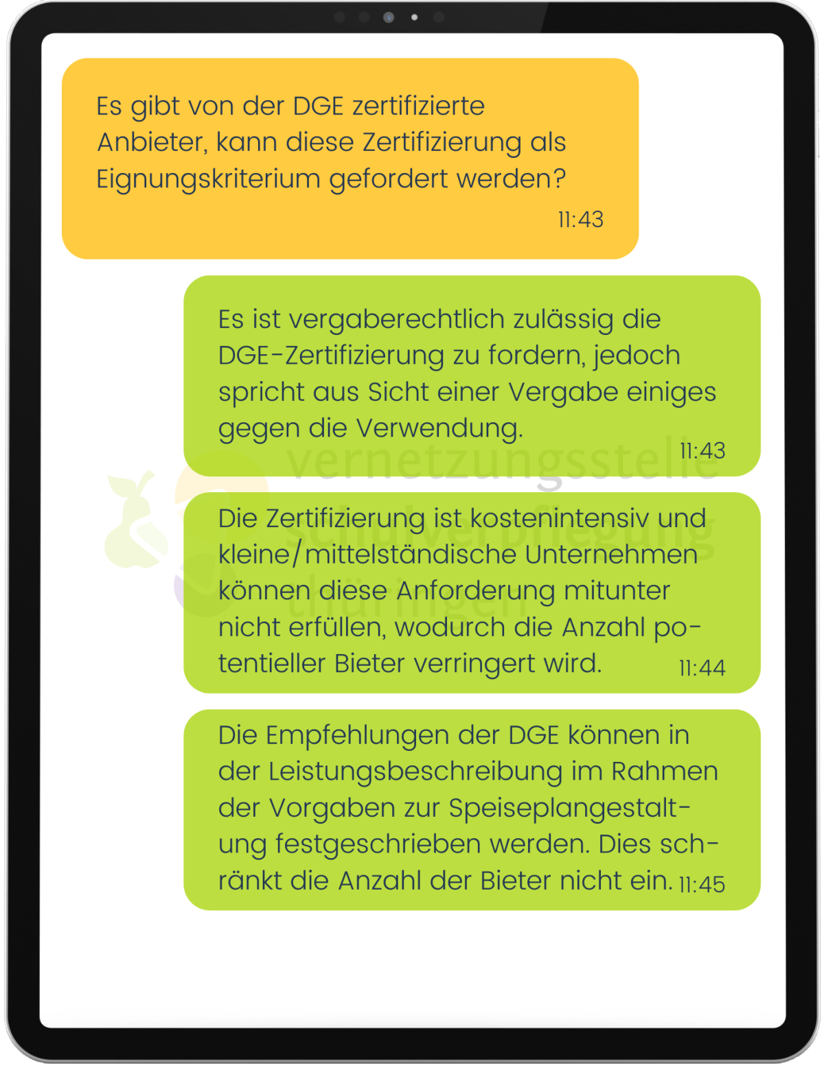 Bildschirm mit Sprechblasen zu Frage 22