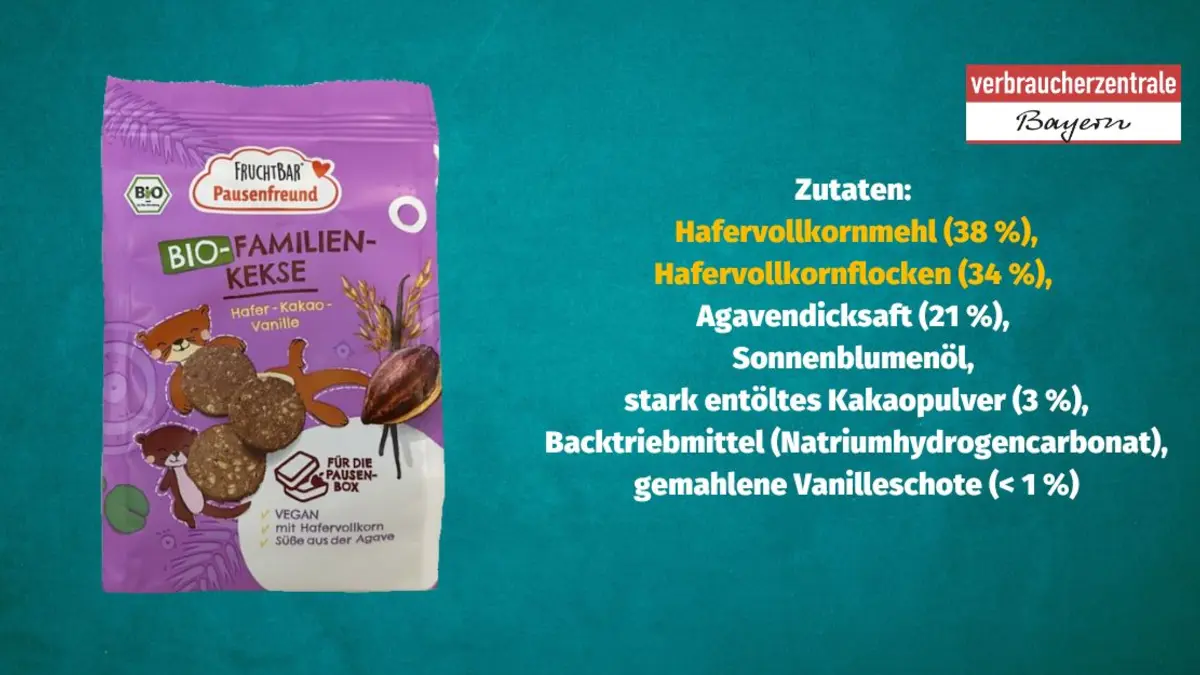 Produktfoto von Kinderkeksen mit der Zutatenliste