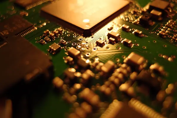 Mainboard eines Computers in Nahaufnahme