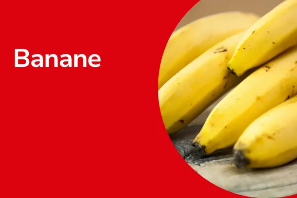 Bananen und Überschrift "Banane"