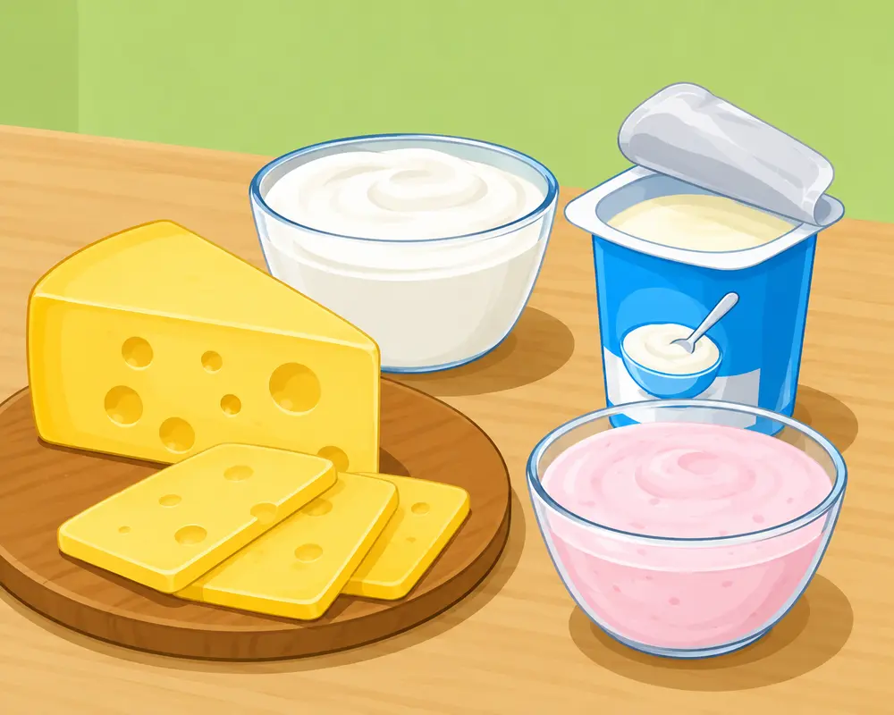 für leichte Sprache: Milchprodukte, wie Käse, Joghurt