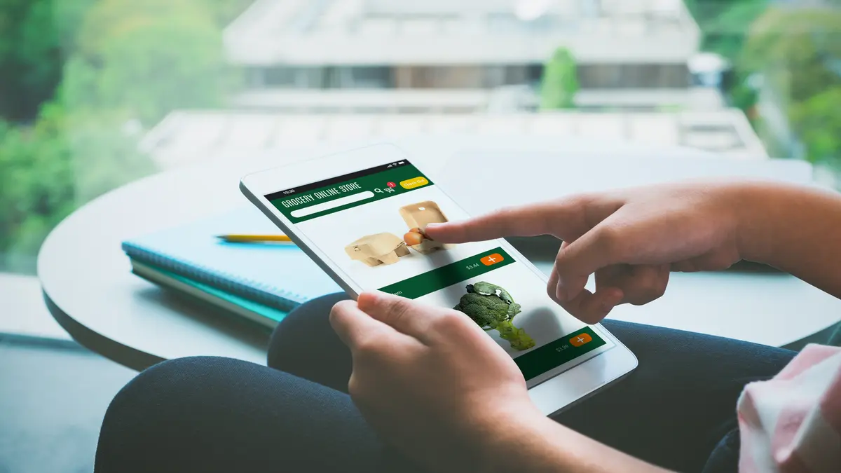 Lebensmittel Bestellung mit Tablet