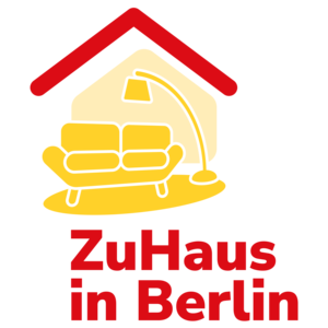 Logo ZuHaus in Berlin mit gelbem Sofa und Lampe unter rotem Dach