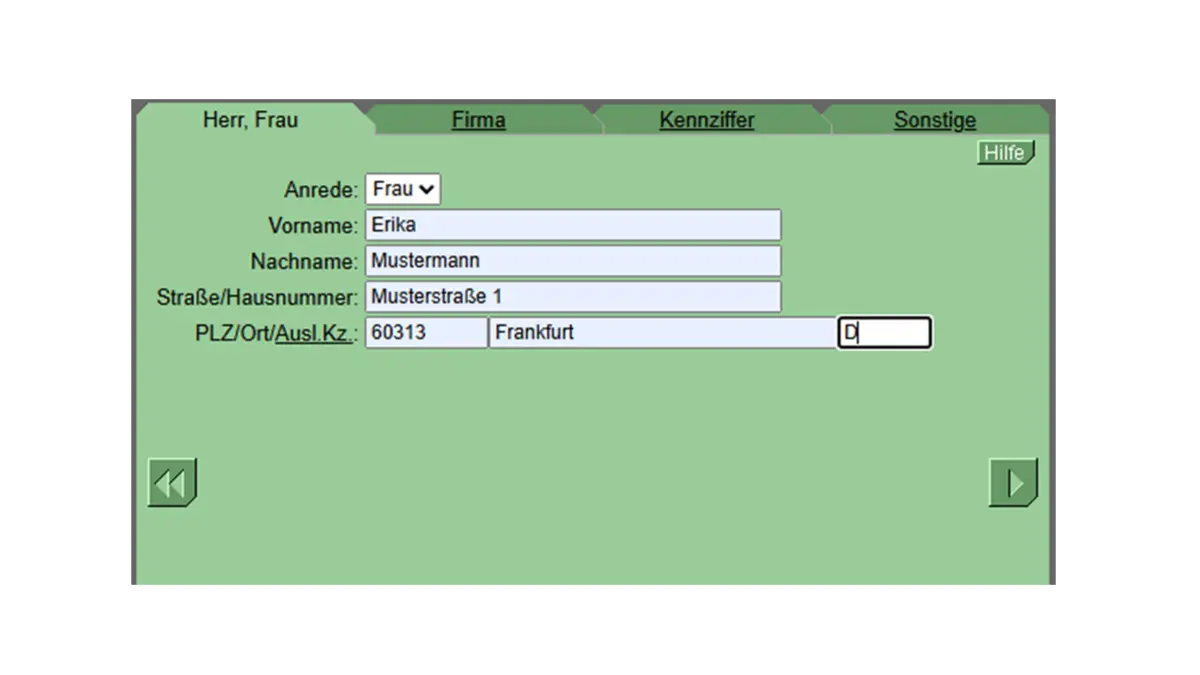 Screenshot einer Formularseite von online-mahnantrag.de
