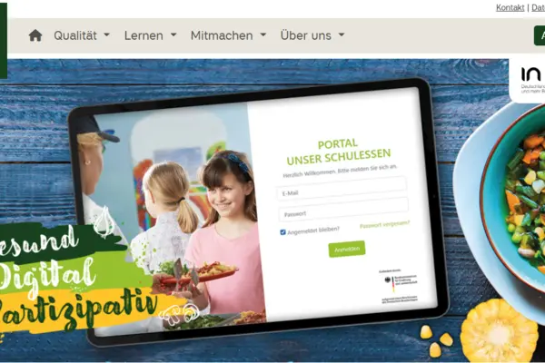 Screenshot von der Homepage Unser Schulessen