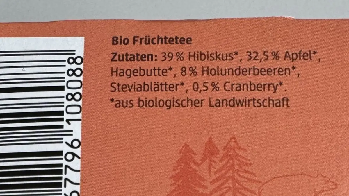 Zutatenliste Tee Kanadische Cranberry