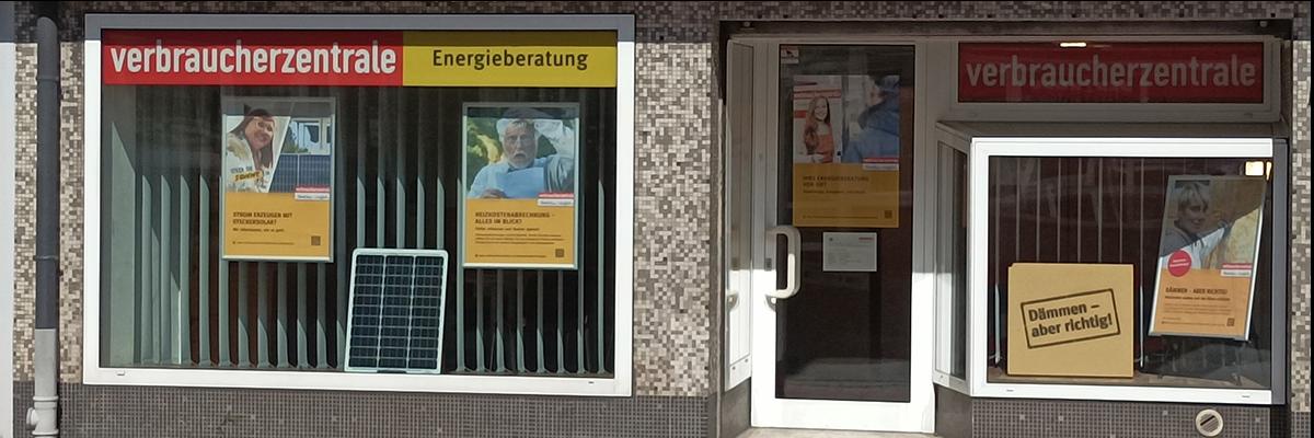 Schaufensterfront der Energieberatungsstelle Lüdenscheid der Verbraucherzentrale NRW