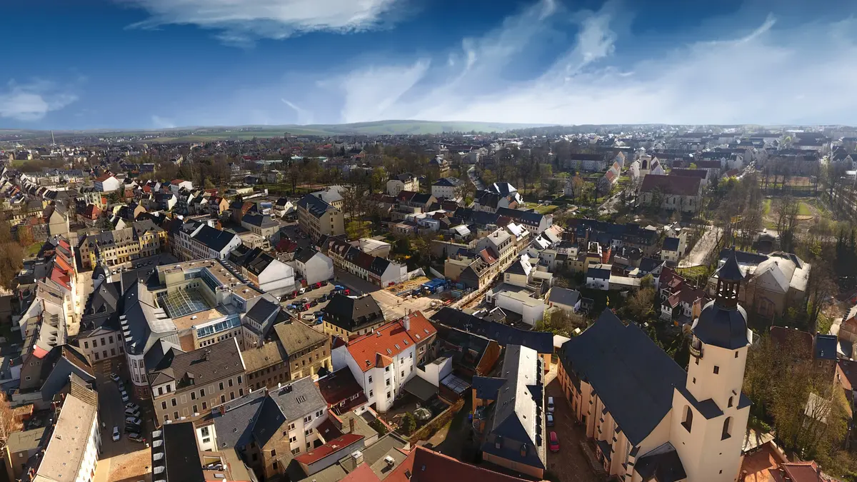 Sicht auf Glauchau aus der Luft