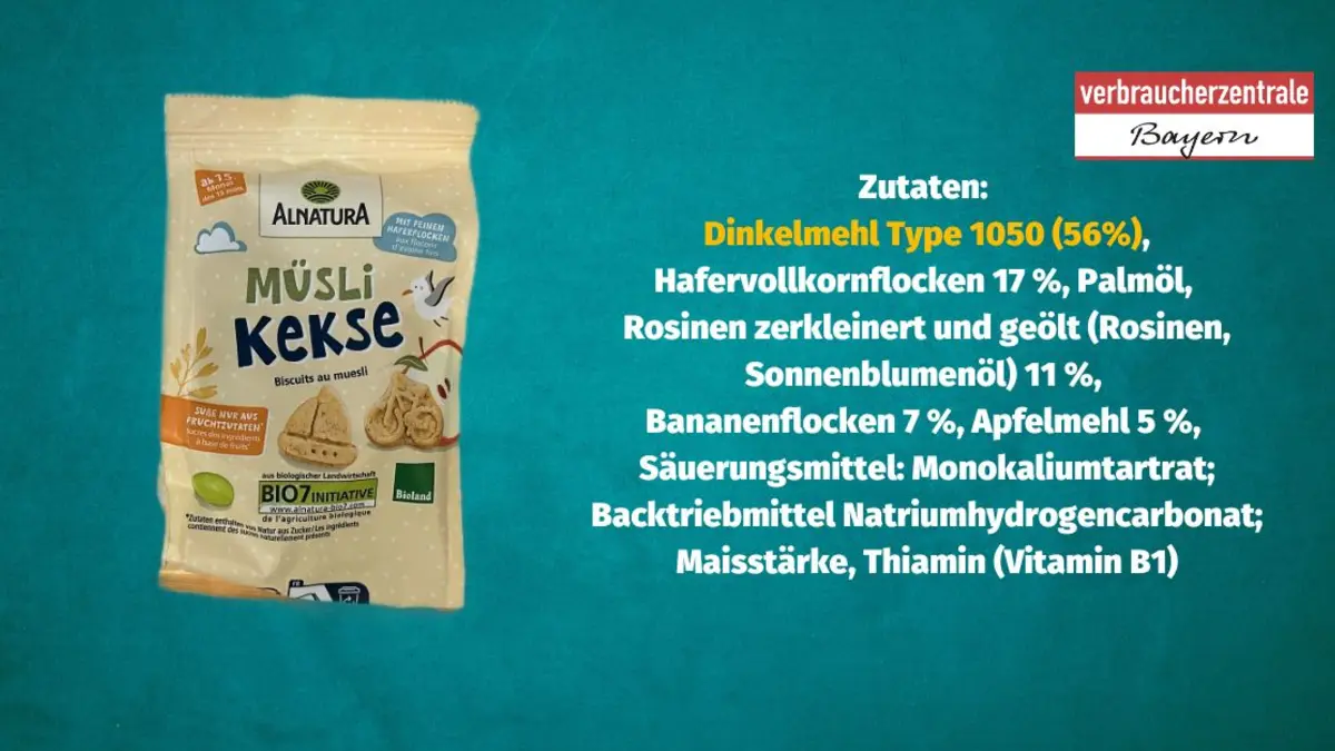 Produktfoto von Kinderkeksen mit der Zutatenliste