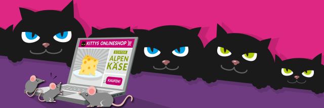 Visualisierung einer Kostenfalle anhand von Katzen, die versuchen drei kleine Mäuse zu fangen