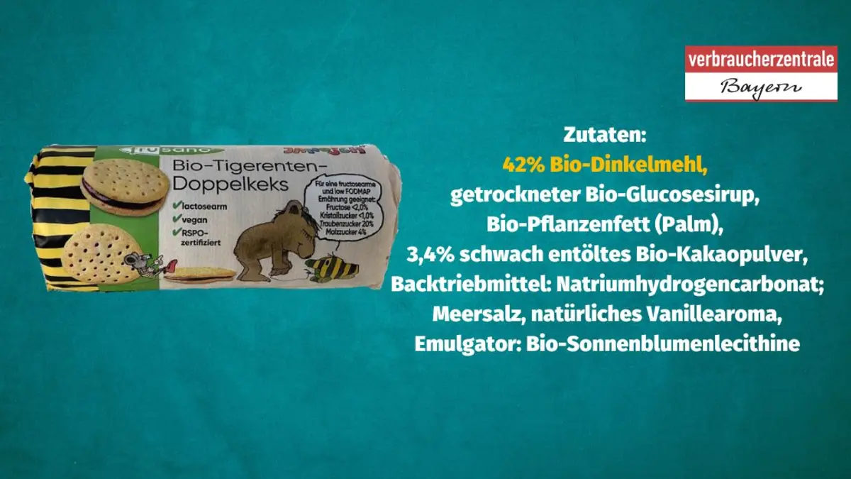 Produktfoto von Kinderkeksen mit der Zutatenliste