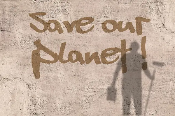 Bild mit Schrift "Save our planet" 