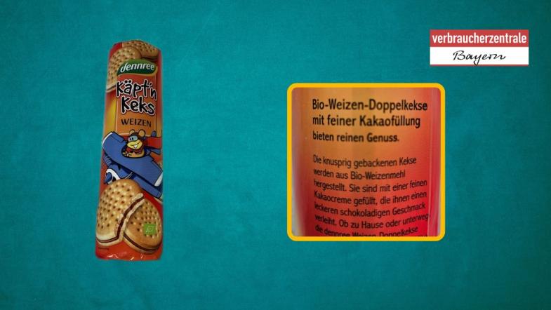 Produktfoto von Kinderkeksen mit hervorgehobenem Claim