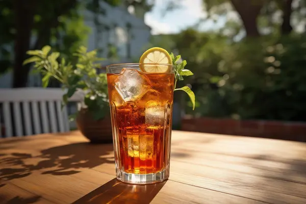 ein Glas Eistee mit Eiswürfel