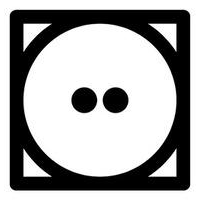 Pflegesymbol für Textilien: Quadrat, darin ein Kreis mit zwei Punkten in der Mitte