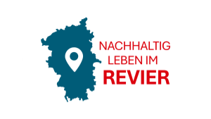 Logo mit angedeuteter Karte und dem Text "Nachhaltig Leben im Revier"