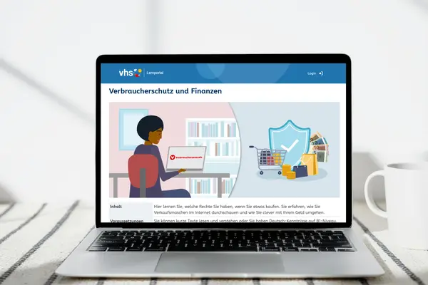 vhs-Lernpotal auf einem Laptop