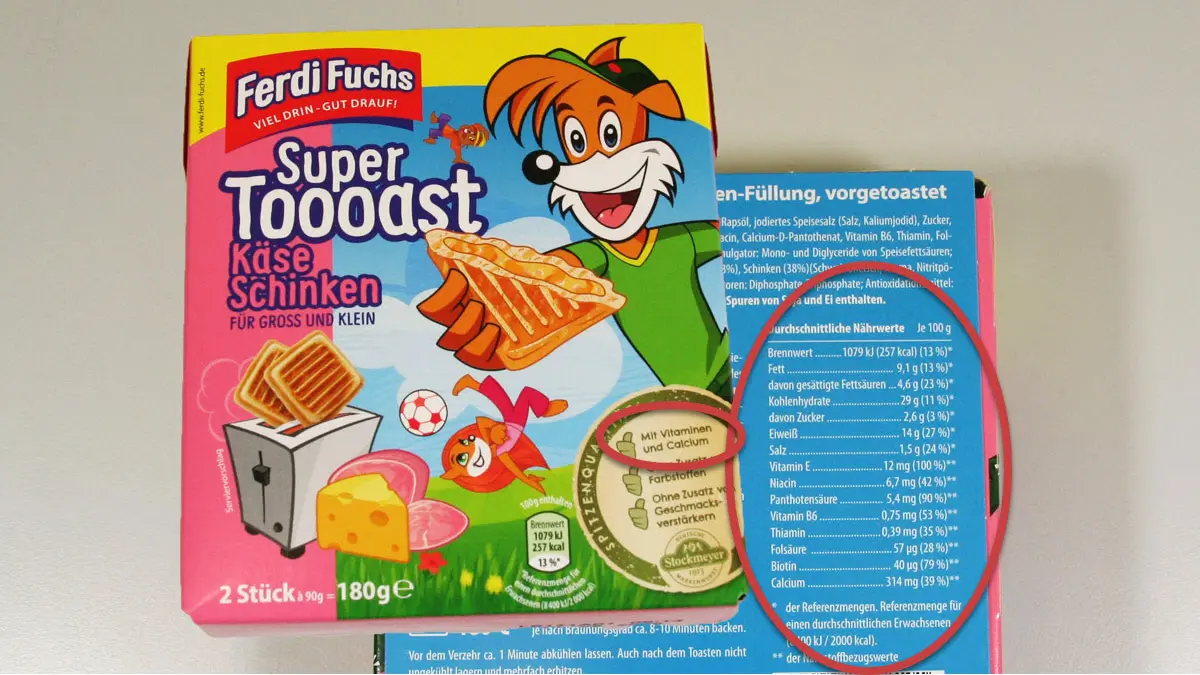 Marktcheck Kinder-C.F. Stockmeyer Ferdie Fuchs Super Toast Vitamingehalte 2020 (c) VZB