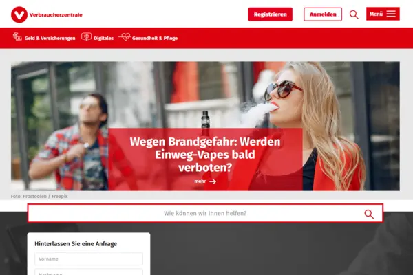 Screenshot einer Internetseite, die das Logo und Design der Verbraucherzentrale missbraucht.