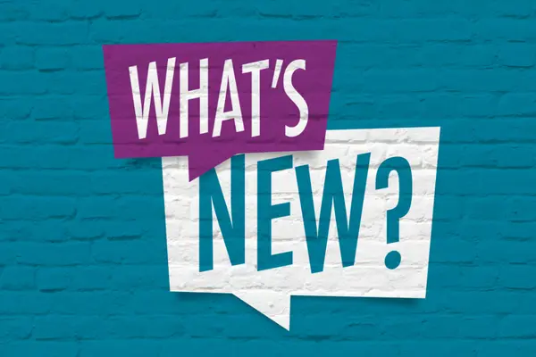 In Sprechblasen stehen die Worte "What's New?"