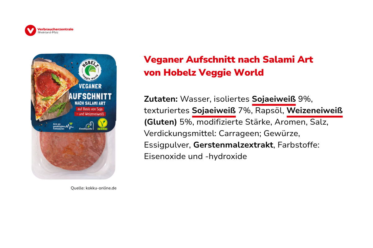 veganer Aufschnitt mit Zutatenliste