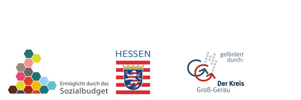 Förderlogos des Hessischen Sozialbudget, des Landes Hessen und des Kreises Groß-Gerau