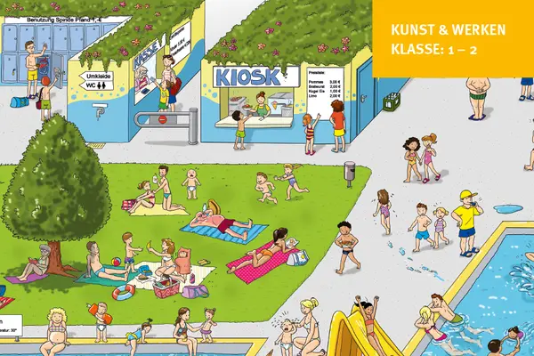 Freibad mit badenden Menschen