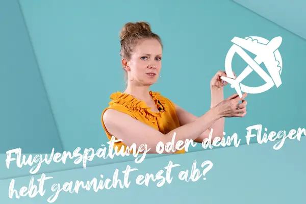 Frau klärt über Rechte bei Flugverspätung auf