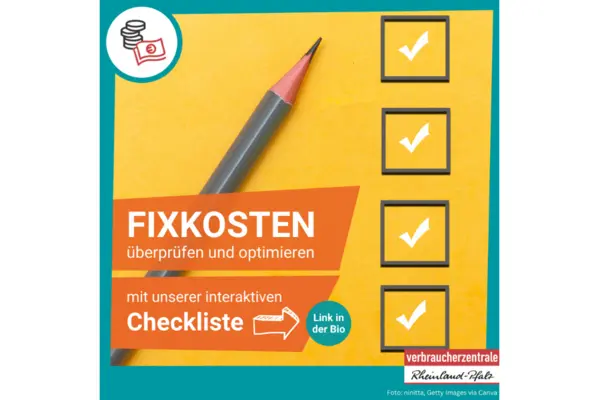 Fixkosten überprüfen und optimieren, mit unserer interaktiven Checkliste.