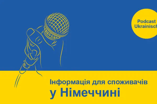 Das Bild zeigt eine ukrainischsprachige Ankündigung eines Podcasts