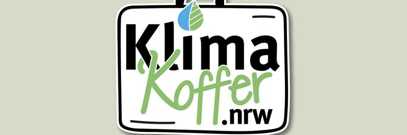 Grafischer Koffer mit Text "Klimakoffer.nrw"