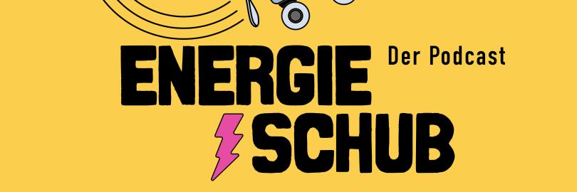 Schriftzug Energieschub, Rollschuh, Blitz