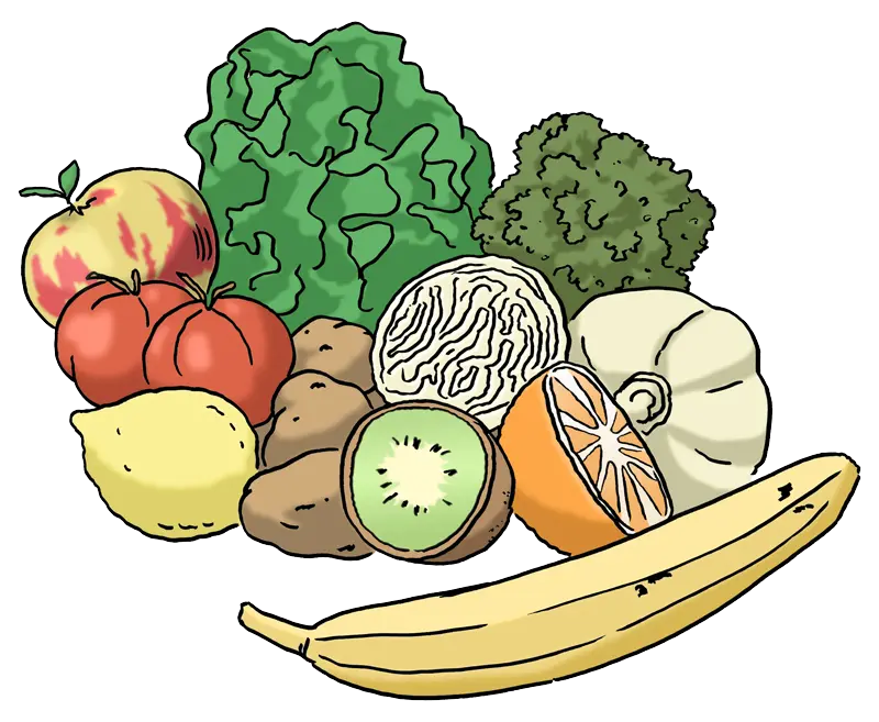 Verschiedenes Obst und Gemüse (Zeichnung)