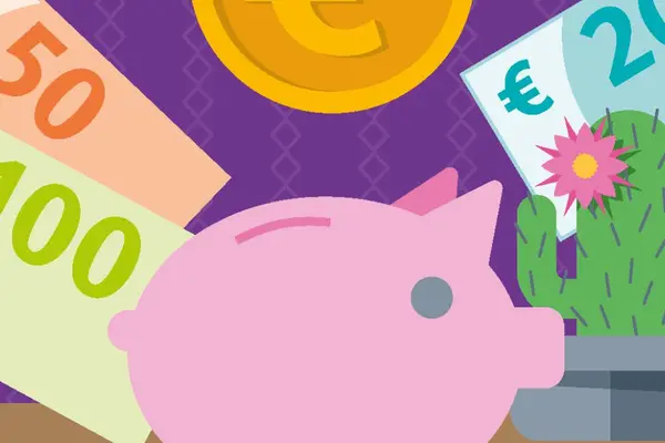 Sparschwein mit Geldscheinen