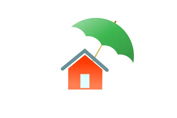 Grafik Haus mit Regenschirm