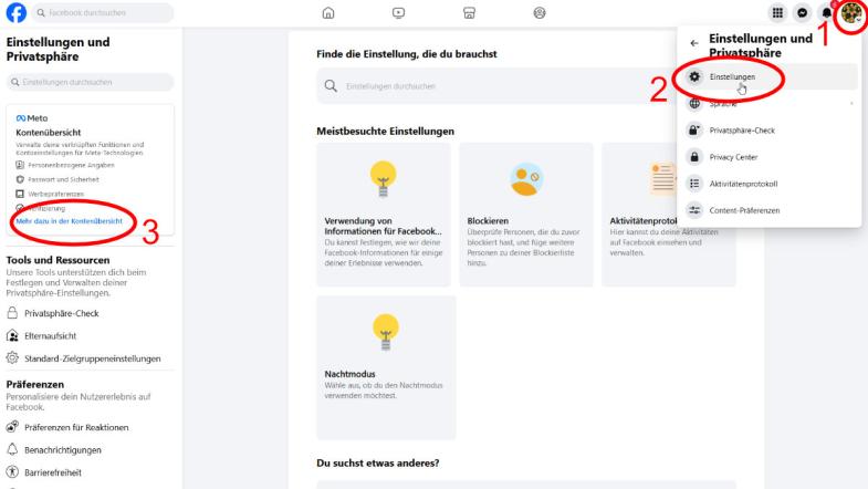 Screenshot der Datenanforderung bei Facebook