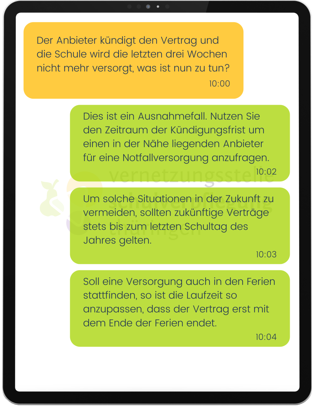 Bildschirm mit Sprechblasen zu Frage 7