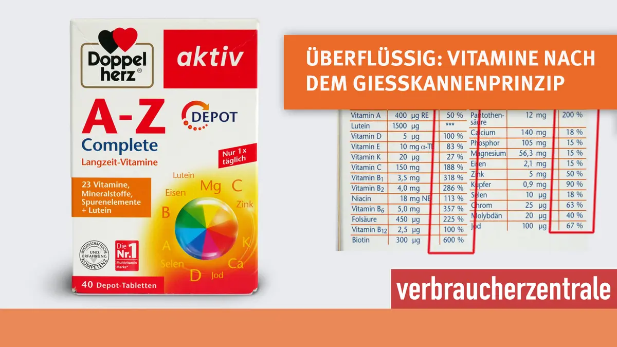 Multivitamin-Tabletten mit Störer