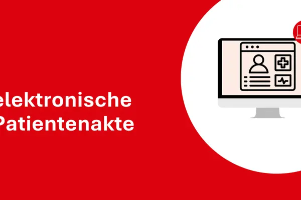 Grafik mit PC-Symbol und dem Text "elektronische Patientenakte"