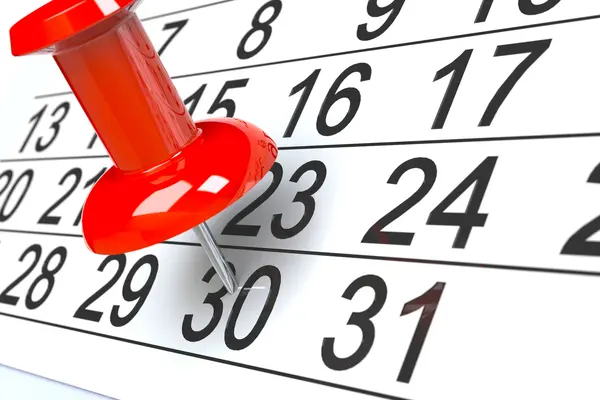 Pin in einem Wandkalender